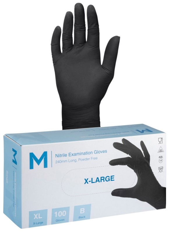 Nitrile Black Gloves 7g XL Pack