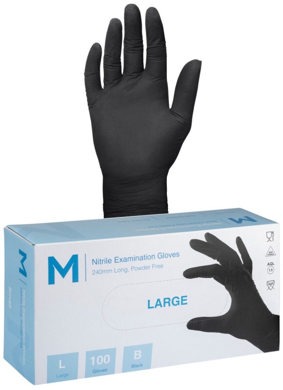 Nitrile Black Gloves 7g L Pack